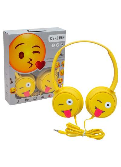 CLZ192 KT-3156 3.5MM JACKLI KULAKÜSTÜ KABLOLU EMOJİ KULAKLIK (4172)