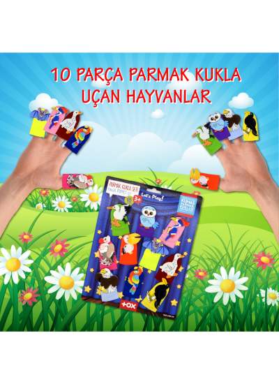 CLZ247  Uçan Hayvanlar 10 Parça Parmak Kukla Set