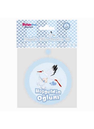 Hoşgeldin Oğlum Yazılı Baby Shower Partisi Asmalı İp Süs 3 Adet (CLZ)