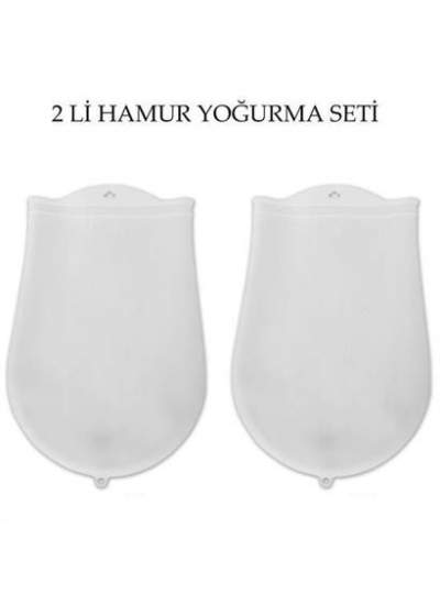 BUFFER® Hamur Torbası 2 li Set Orta ve Büyük Hamur Silikon Şeffaf Yoğurma Torbası Ekmek Makarna Mant