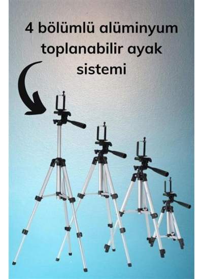 BUFFER® 360 Derece Ayarlanabilir Katlanabilir Profesyonel Çekime Uygun 65 cm Ayaklı Tripod