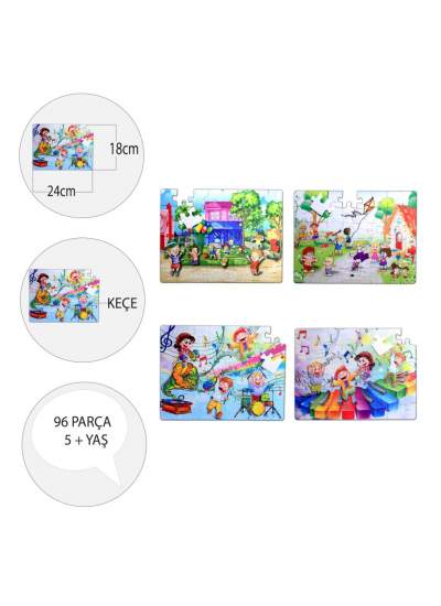 CLZ247 4 Set - 96 Parça  Oyun Parkı ve Müzik 5+ Keçe Yapboz - 5 Yaş Puzzle