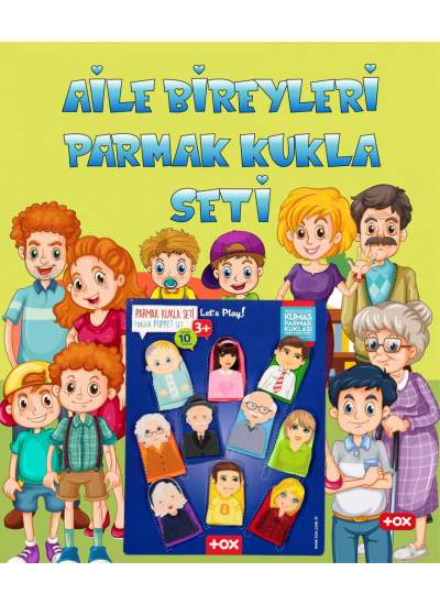 CLZ247  Aile 10 Parça Parmak Kukla , Eğitici Oyuncak