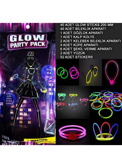 Glow Parti Seti 152 Parçalık Lüks Glow Stick Kostüm Seti  (CLZ)