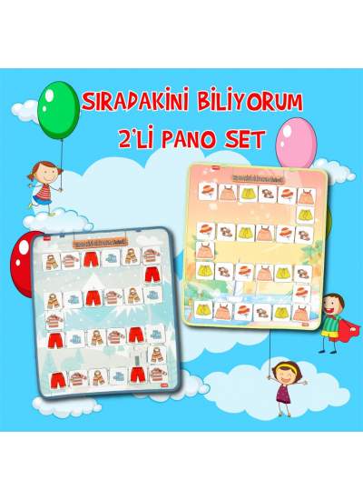 CLZ247 2 Set - 54 Parça  Sıradakini Biliyorum Yaz ve Kış Keçe Cırtlı Duvar Panoları , Eğitici Oyuncak