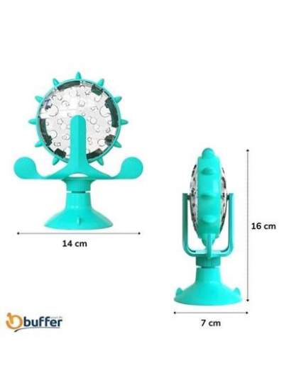 Buffer® Vantuzlu Zilli İnteraktif Dönebilen Mama Kaplı Renkli Eğlenceli Eğitici Kedi Oyuncağı