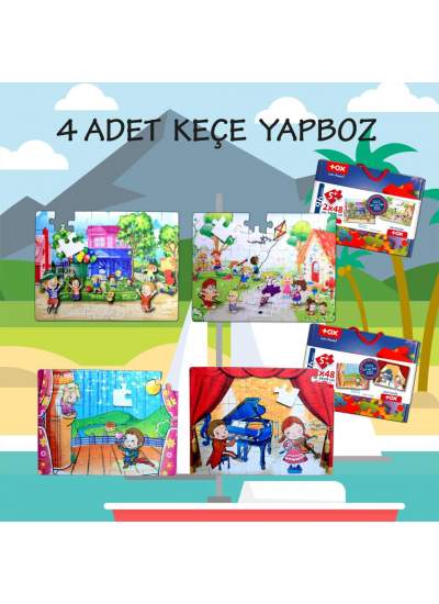 CLZ247 4 Set - 96 Parça  Oyun Parkı ve Sahne 5+ Keçe Yapboz - 5 Yaş Puzzle