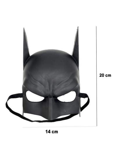 Siyah Renk Çocuk Boy Arkadan Lastikli Batman Maskesi A Kalite  20x14 cm (CLZ)