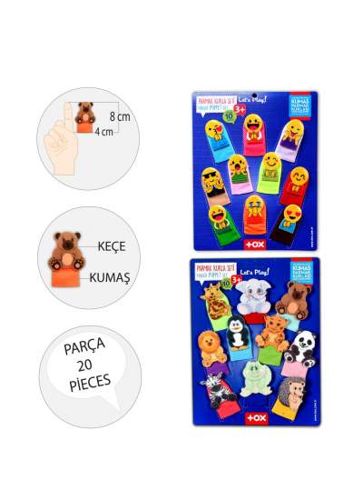 CLZ247 2 Set - 20 Parça  Emojiler ve Vahşi Hayvanlar Parmak Kukla