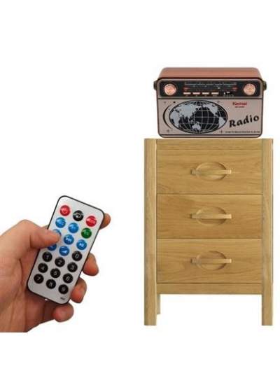 BUFFER® 503B Dekoratif Eskitme Nostalji Uzaktan Kumandalı Radyo Usb/Aux/Hafıza Kartı/Bluetooth/Şarjl