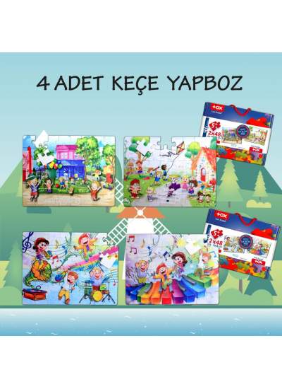 CLZ247 4 Set - 96 Parça  Oyun Parkı ve Müzik 5+ Keçe Yapboz - 5 Yaş Puzzle