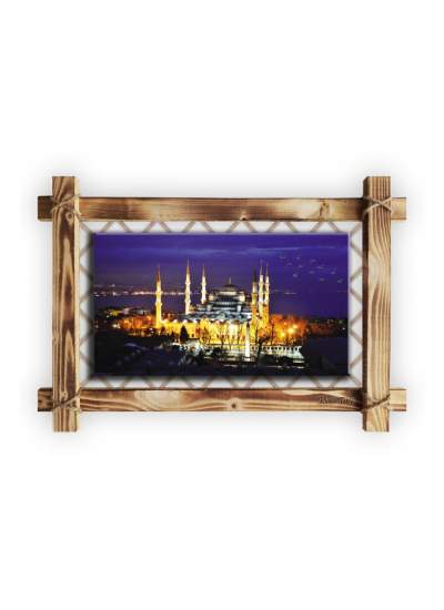 CLZ104 RUSTİK IŞIKSIZ GECE İSTANBUL CAMİİ TABLO  () cm