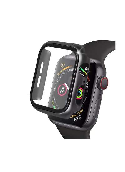 CLZ942 Apple Watch 45mm Camlı Kasa Ekran Koruyucu - Ürün Rengi : Siyah