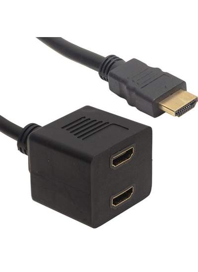 CLZ192 HDMI ERKEK-HDMI DİŞİ X 2 ADAPTÖR ÇİPSETLİ HDMI ÇOKLAYICI 30 CM KABLO (4172)