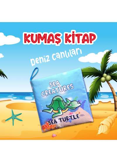 CLZ247  İngilizce Deniz Canlıları Kumaş Sessiz Kitap