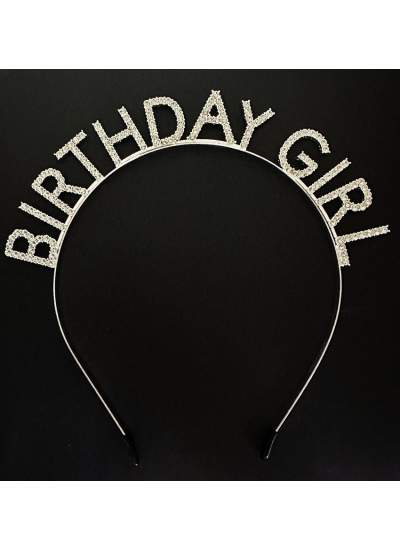 CLZ192 Gümüş Kristal Taşlı Birthday Girl Doğum Günü Tacı İthal Ürün A Kalite 17x16 cm (4172)